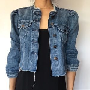NEW Joe’s puffed shoulder feminine lady like collarless denim jacket: S
